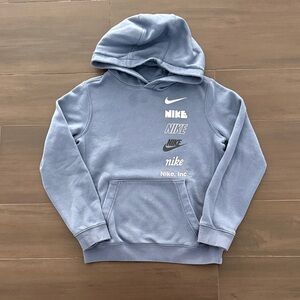 Nike Boys Blue Stacked Logo Hoodie